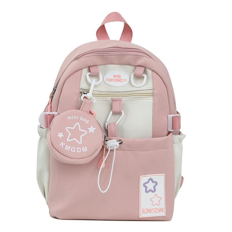 Summer New High-quality Small Fresh Color Contrast Letter Schoolbag Female Primary and Secondary School Students Light Shoulder Bag