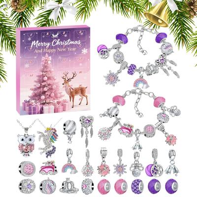 2026 Christmas Bead Advent Calendar 24 Days Countdown Bracelet Making Kit DIY Jewelry Craft Set Stocking Stuffer Gift for Girls