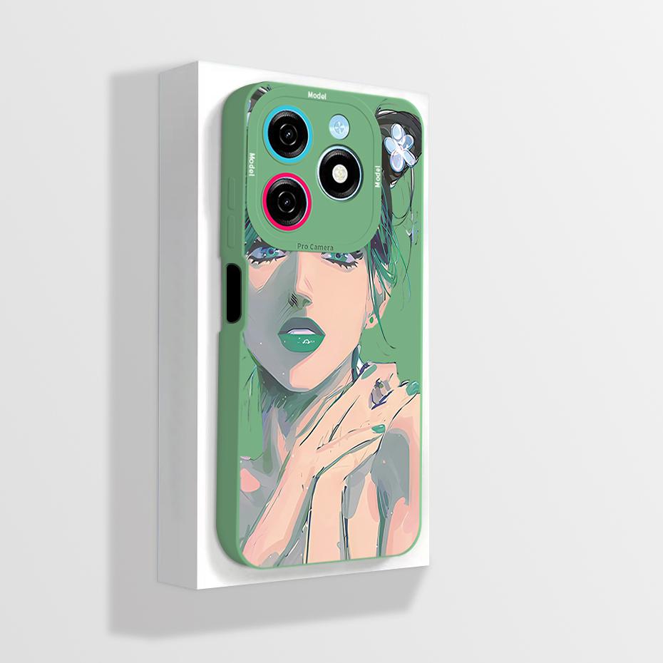 Pour Tecno Spark 20 20C Coque Mignon Dessin Animé Astronaute Carrée Silicone Liquide Souple Housse de Protection pour Téléphone Pour Tecno Spark20 20C Funda