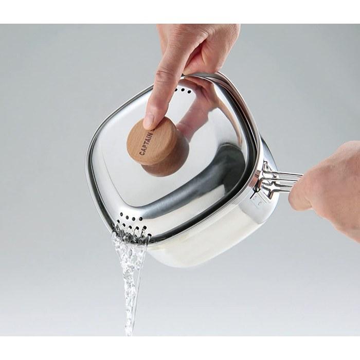 Captain Stag Cookware Stainless Steel Square Ramen Cooker 1.3L, Stainless Steel, Made In Tsubame-Sanj, UH-4202, 1.3 L