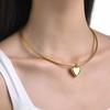 Stylish Heart/Sphere Shaped Pendant Neckchain Snake Bone Chain Clavicle Necklace Elegant Jewelry for Trendy Women Girls