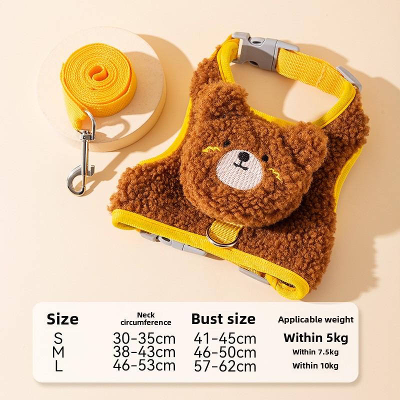 Autumn and Winter Cat Out Walking Cat Rope Vest Type Dog Cartoon Animal Wool Grain Traction Rope Pet Cat Rope