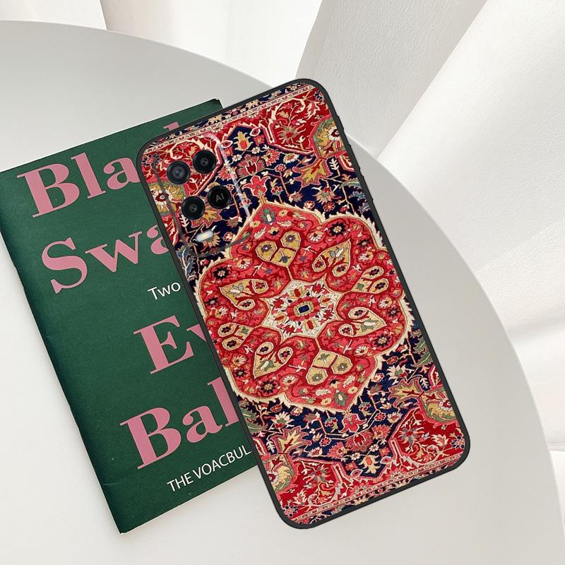 Persian Carpet Floral Pattern Case For Oppo A96 A76 A16 A15 A17 A52 A72 A54S A57S A58 A78 A98 A57 A77 A54 A74 A94 Cover