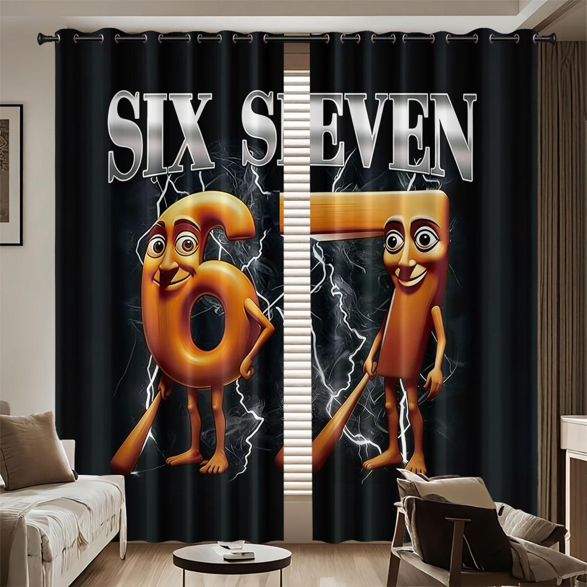 

Element Printed Perforated Curtains Multiple Sizes Living Room Bedroom Home Decoration Easy Install Darkening Set Of 2 Made Polyester Great Decor W100*H70(CM)-Hooks&1PCS