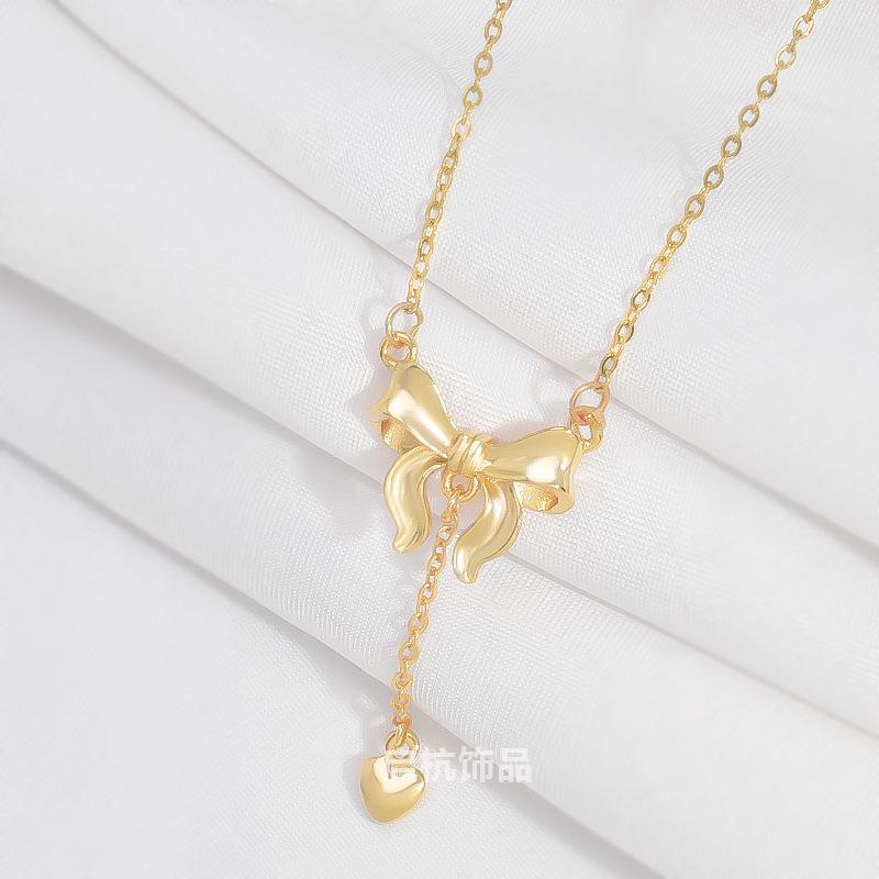 Tassel Bow Necklace Women'S Light Luxury Premium Versatile Temperament Clavicle Chain