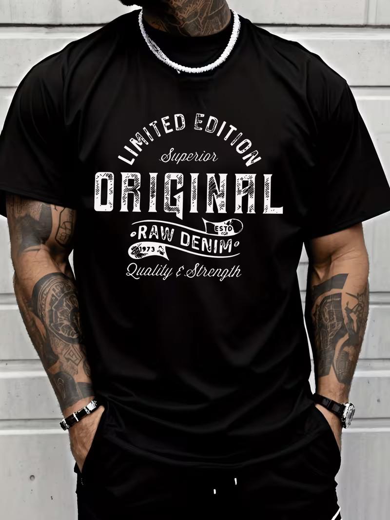 Men s Original Graphic T-Shirt with Limited Edition Superior Raw Denim Print (ES L