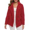Women's Winter Casual Padded Thickened Suit Collar Button Lambswool Jacket Cardigan