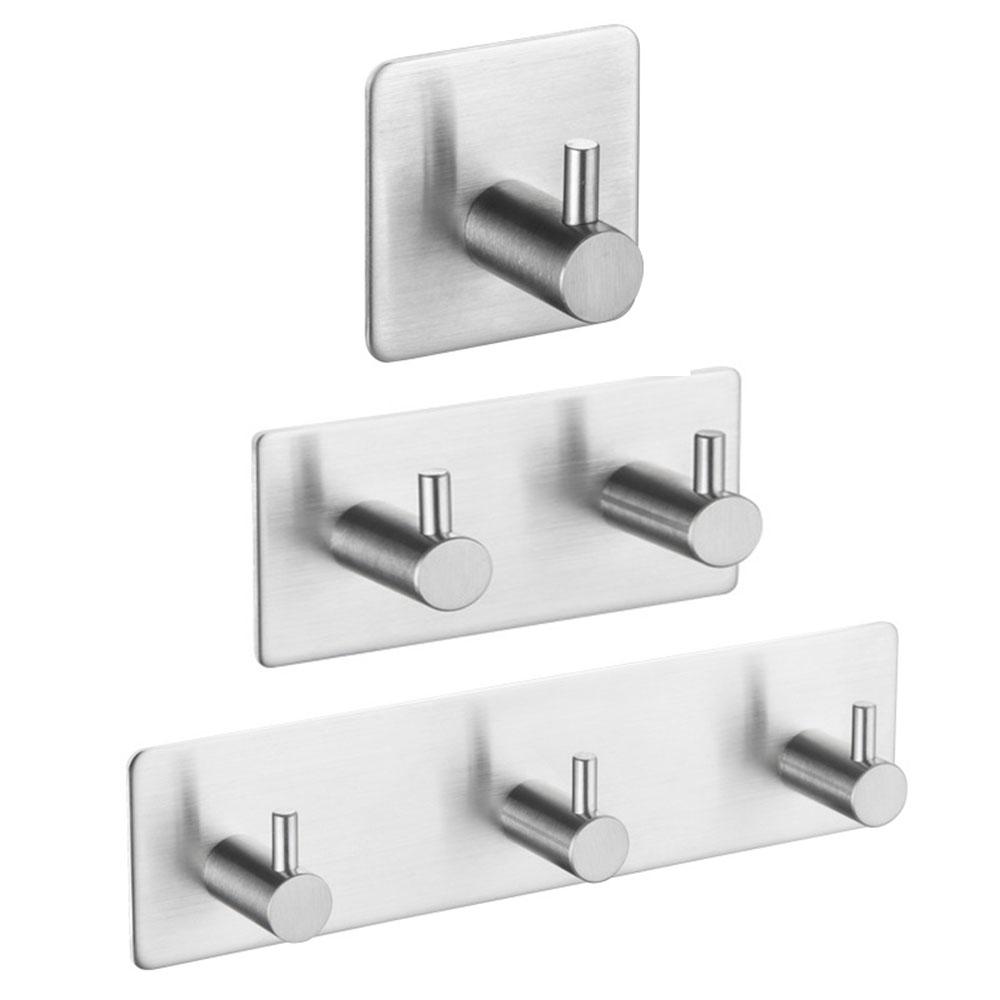 Sticker Adhesive Stainless Steel Hooks Wall Door Clothes Coat Hat Hanger Kitchen Bathroom Rustproof Towel Hooks