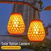Chinese-Style Solar USB Charging Courtyard Lantern: Outdoor Rattan Atmosphere Lamp, Floor-Standing or Handheld for Balcony and Garden.