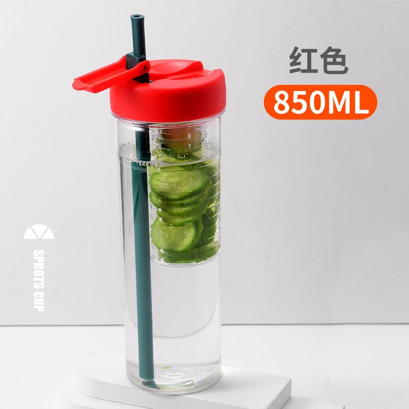 Water bottle summer tea separation plastic cup large capacity plastic kettle straw cup strap lifting rope portable transparent water cup