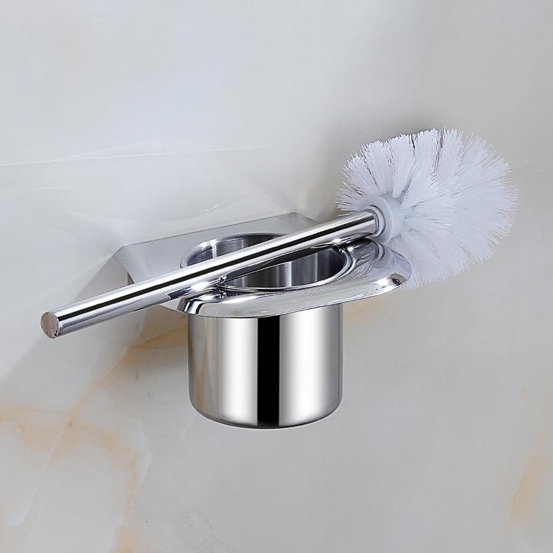 304 Stainless Steel Toilet Brush with Glass Base - Hotel-Quality Cleaning Set