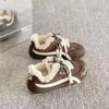 Round Head Two Cotton Shoes Velvet Cotton Shoes German Training Shoes Winter New Retro Thermal Board Shoes