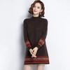Autumn&Spring Half High Neck Knitted Sweater Dress Women's Loose Long Pullover Ethnic Style Retro Bottom Shirt Female