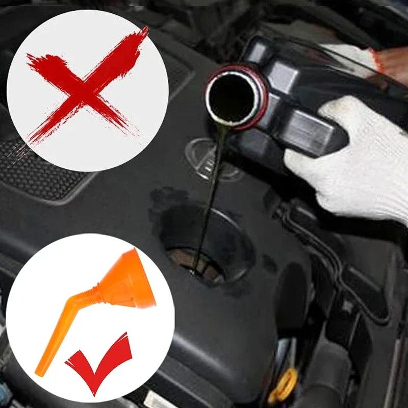Filling Funnel with Filter Petrol Motorbike Engine Oil Funnel Hand-free Large Diameter Plastic Car Maintenance Filling Tool