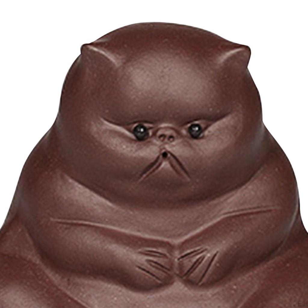 Statue, Miniature Kitten Figurines, Desk Figurine, Sculpture, Purple Clay, Tea Pet for