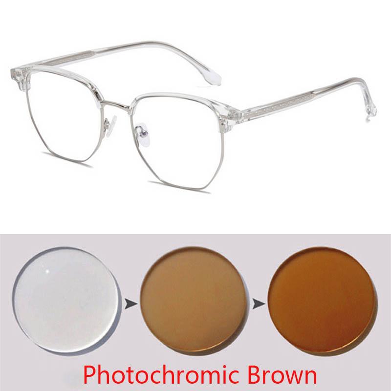 Fashionable Semi-Rimless Eyeglasses Frames With Temples Short-Sight Eyewear Diopter 0 -0.5 -0.75 -1.0 To -6.0