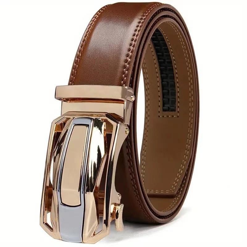 Men's Two-Layer Cowhide Leather Belt with Automatic Buckle - Versatile Business Style