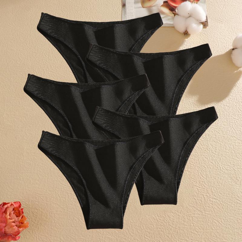 FINETOO 5Pcs/Set Seamless Cotton Cherry Lips Printing Panties Women Sexy Low Waist Cotton Crotch Spring Autumn Underwear Ladies Lingerie