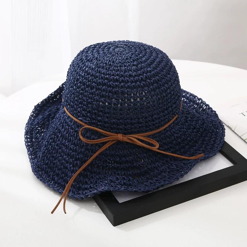 2026 Women Hats Summer Beach Seaside Vacation Style Straw Sun Protection Hat Handmade Wide Brim Woven Bucket Hats for Ladies