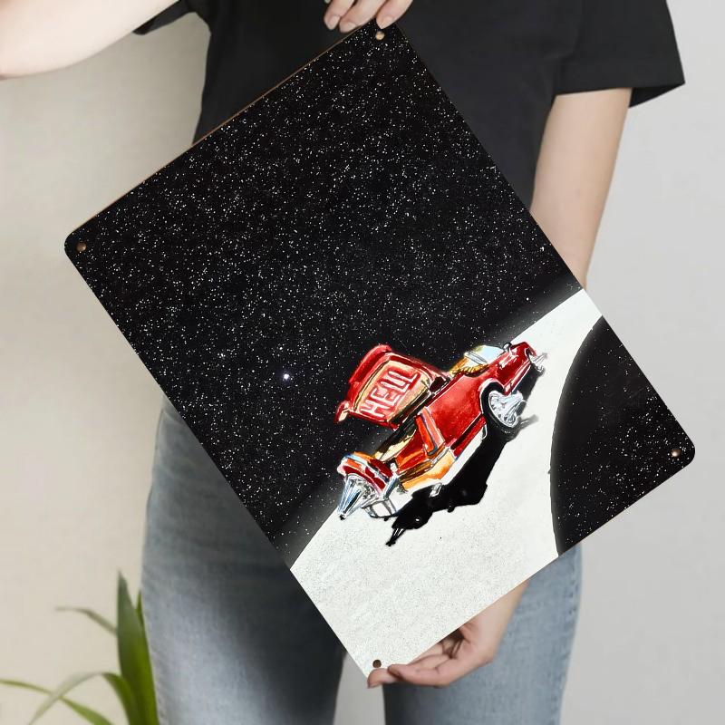 

Creative Red Car Starry Sky Iron Painting Modern Living Room Bedroom Wall Decor 20x30cm（7.8x11.8inch）