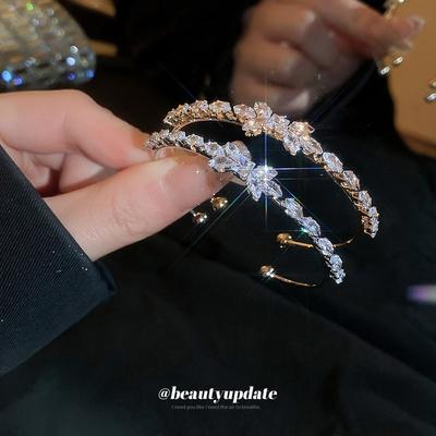 Zircon Bow Open Bracelet Korean Light Luxury High-end Bracelet Fashion Niche Personality Versatile Jewelry Wholesale