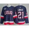 Mens NHL Team USA Hockey Jersey Premium Embroidered Retro Style Long Sleeve Sport Shirt