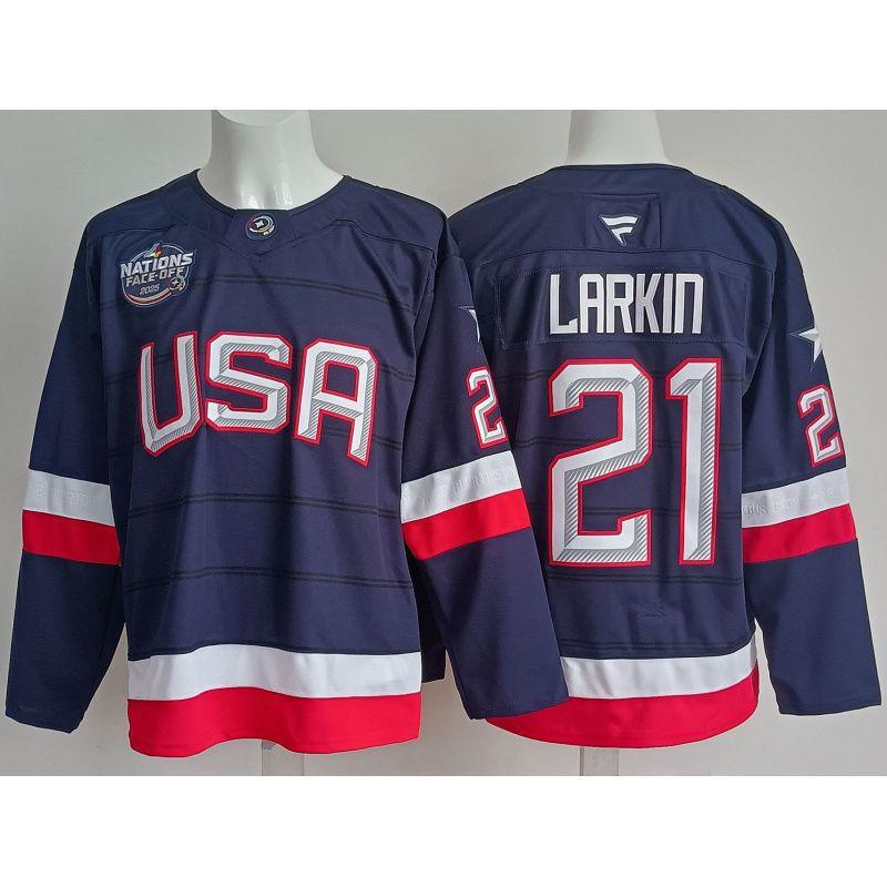 Mens NHL Team USA Hockey Jersey Premium Embroidered Retro Style Long Sleeve Sport Shirt