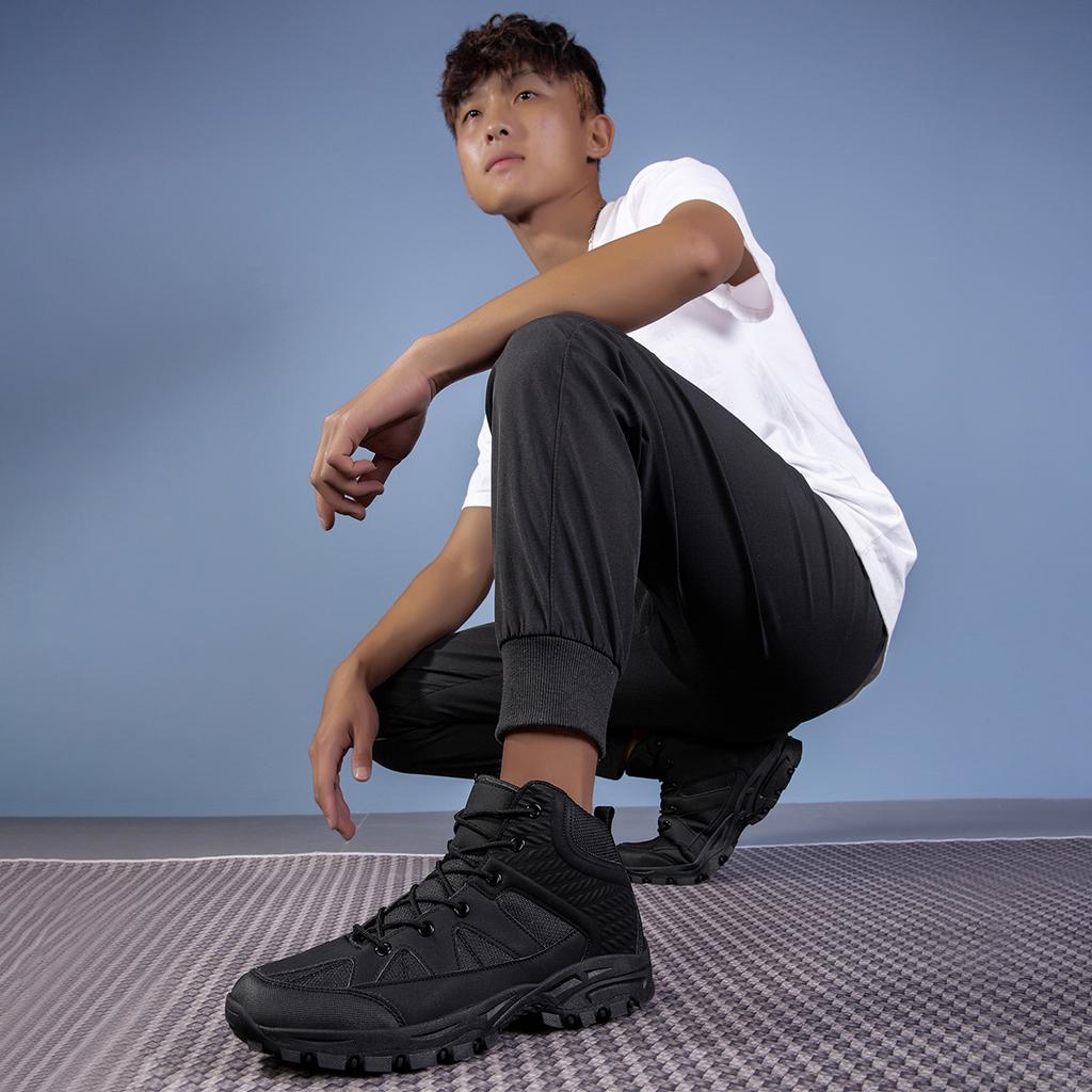 TUINANLE Scarpe sportive da uomo nere, traspiranti, con plateau, scarpe casual antiscivolo per uomo