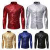 Revers Langarm einreiher Slim Fit Bühne Hemd Männer Glänzende Pailletten Bühne Show Hemd Streetwear