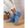 Women's Plus Size Lace-Up Ankle Tassel Boots New Autumn/Winter Style Roman-Inspired Versatile Flat Ankle Boots