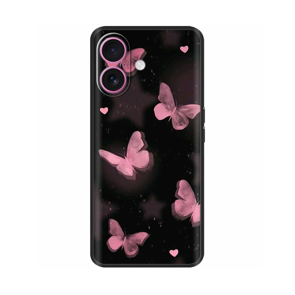 Case For Apple iPhone 16 16 Pro Max Plus Heart Butterfly Full Protection Soft Liquid Silicone Cover for iPhone 16 Plus Pro Max