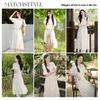 Xiangying Women's Bohemian Vacation White Dress Two-Piece Set