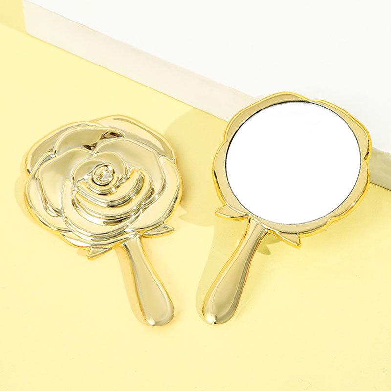 Rose Flower Handheld Makeup Mirror: Single-Sided, HD Surface, Portable Handle Mirror for Beauty Salons