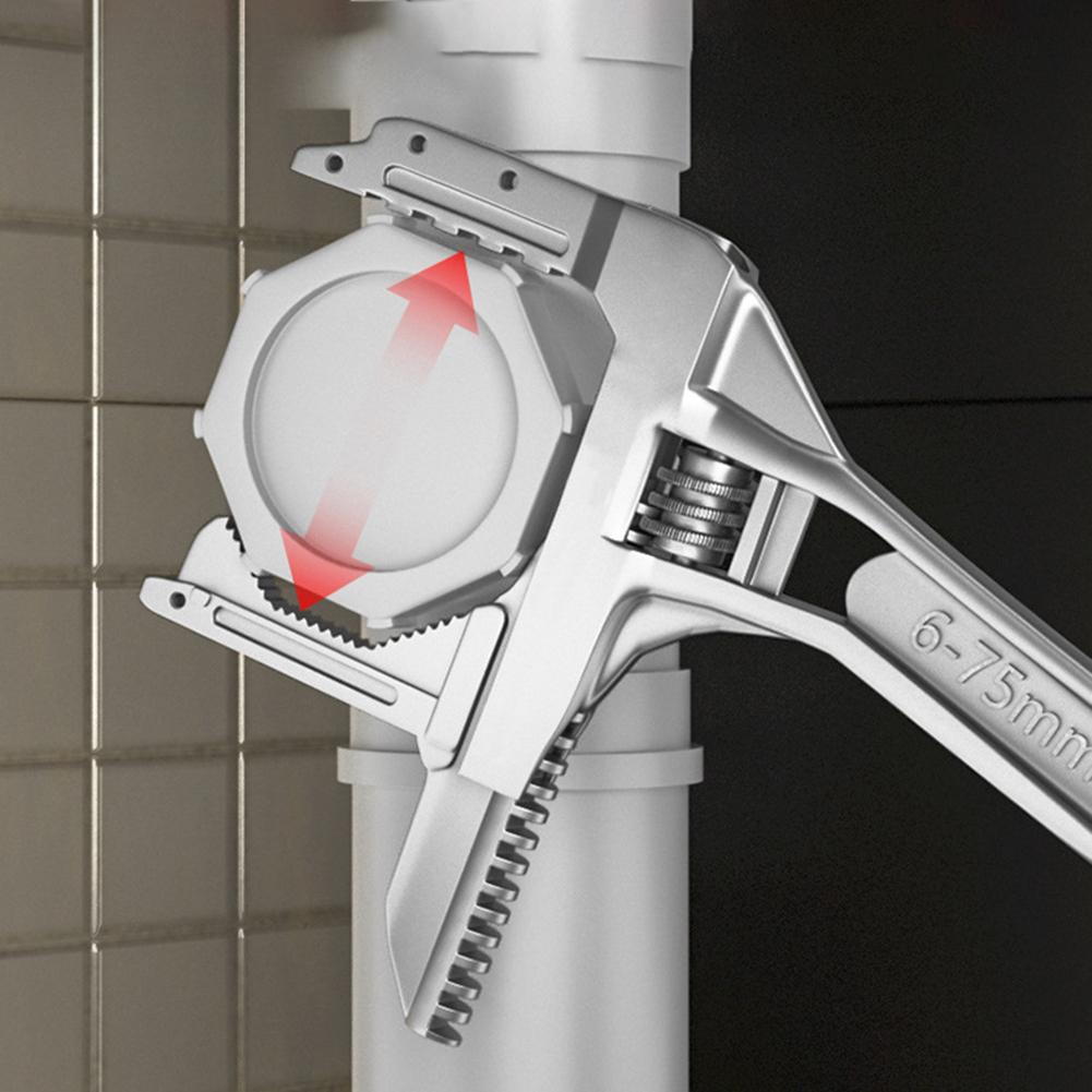 Aluminium Alloy Adjustable Wrench Multifunctional Large Opening Wrench Sanitary Wrench Tool for Washbasin Tube Nut Disassembly