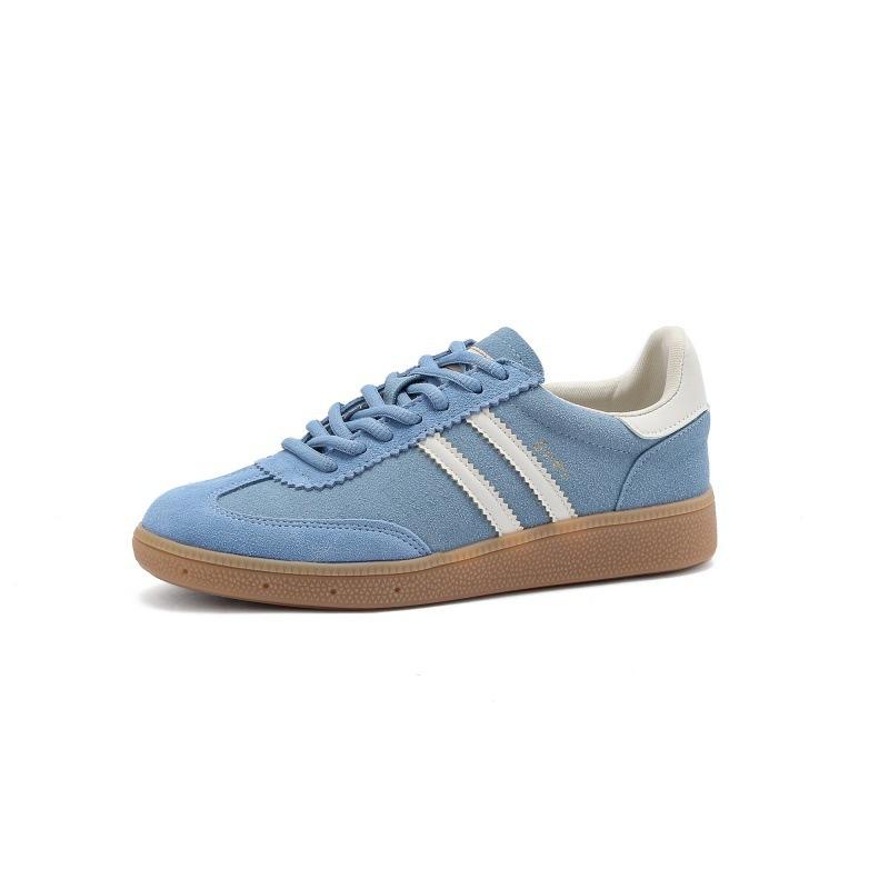 Retro leather women's spring new blue retro versatile flat-bottomed casual sports shoes