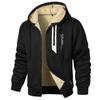 Men's Winter Solid Color Digital Printing Plus Velvet Thickened Sweatshirt Men's Zipper Cardigan Jacket