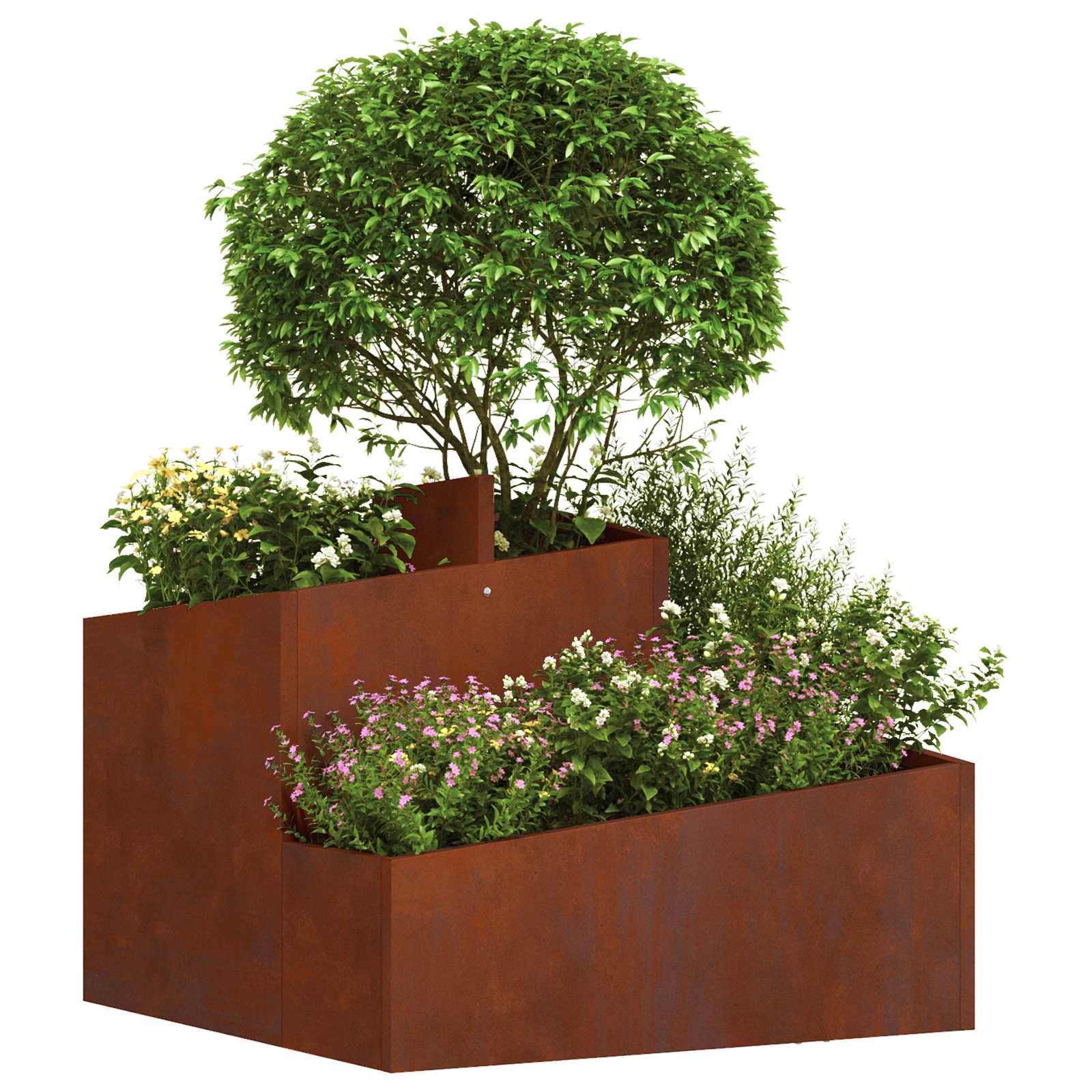Garten Pflanzgefäß Braun 60 x 60 x 50 cm Wetterfest Stahl