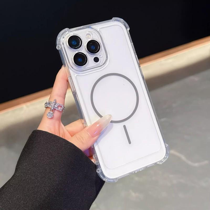 

Suitable IPhone 16 Thin Circle Magnetic Transparent Phone Case Apple 15 Airbag Four Corner Anti Drop Lens Film Protective Cover iPhone 16