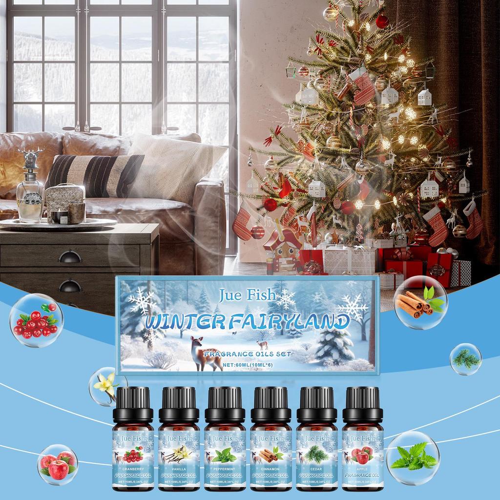 JUE FISH Winter Aromatherapy Oil & Humidifier Set - Freshens Air for Indoor Heating