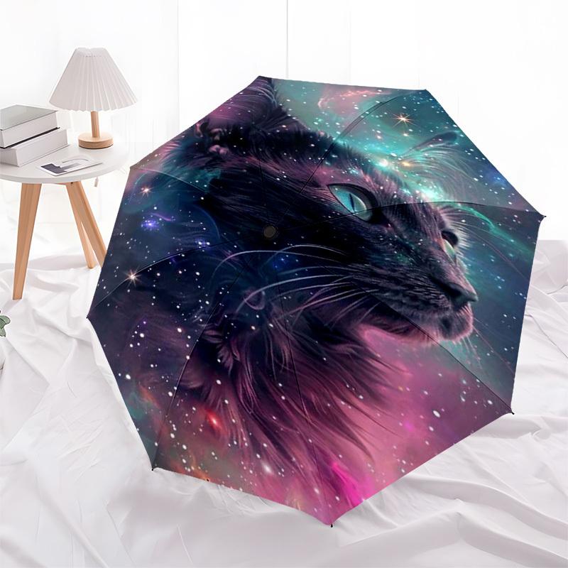 

1pc Galaxy Cat Outdoor Umbrella - Automatic Opening/Closing, Portable 3-Fold Design, 8-Rib Iron Frame, Perfect Gift for Fans and Travelers.L033