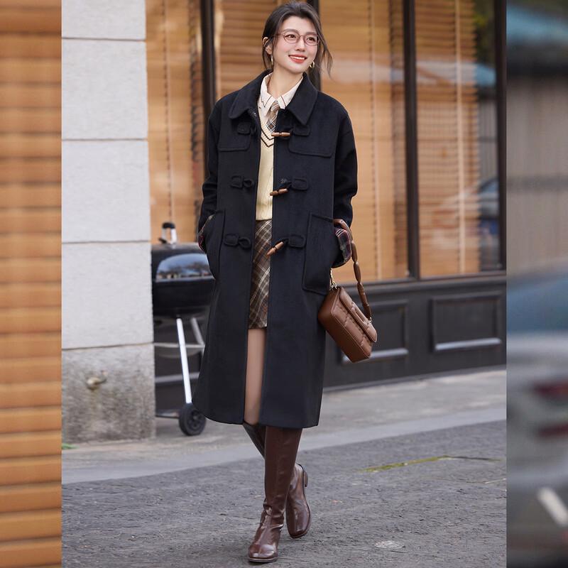 Bailuyu Women's British Style Winter Long Coat with Metal Buckle