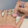 Delightful Stylish Irregular Copper Ring With Colorful Drip Glaze For Women Fashion