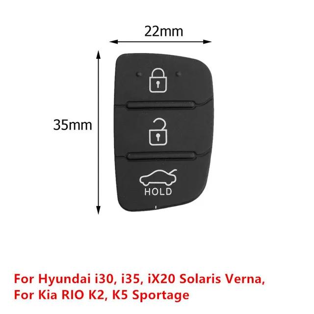 Car Replacement 3 Button Remote Key Fob Case Rubber Pad for Hyundai I10 I20 I30 IX35 for Kia K2 K5 Rio Sportage Flip Key Parts