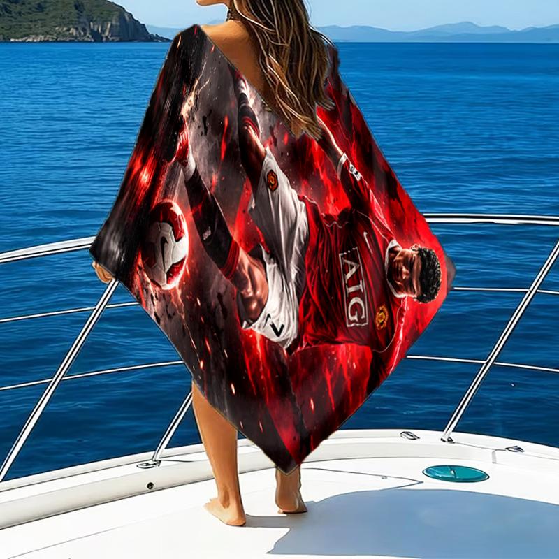 Man United Soccer Action Beach Towel - Soft, Absorbent Microfiber, Lightweight, Ideal for The Beach, Parties, Travel, Camping fan gifts