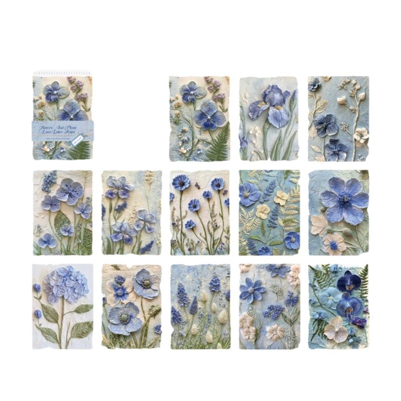 23Sheets Retro Scrapbooking Paper Embossed Flower Leaf Paper for Scrapbooking Photo Album Journal Notebook
