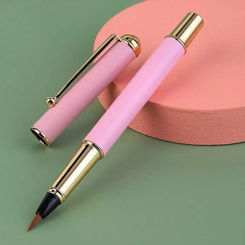 Portable Metal Chinese Brush Calligraphy Pen Piston-filled for Beginner Adult