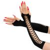 Vintage Party Cosplay Mesh Stretch Gloves Nightclub Dancing Half-Finger Fun Fishnet Mittens Women'S Long Broken Hole Arm Sleeve