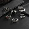 Salircon 6Pcs/set Gothic Snake Open Rings for Men Punk Creative Irregular Stars Adjustable Finger Ring Jewelry Halloween Gifts