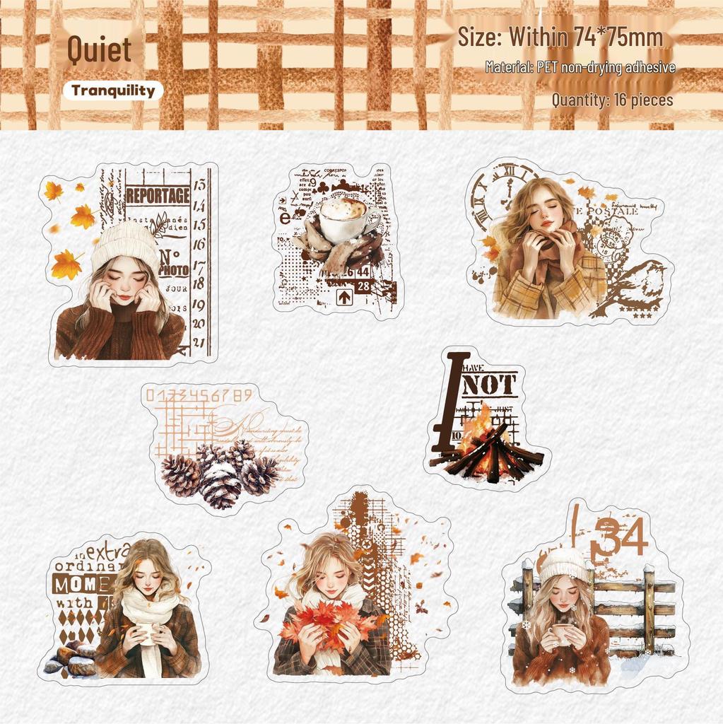 Curated Retro Winter Story Decorative Stickers – 16 Sheets for DIY Journals