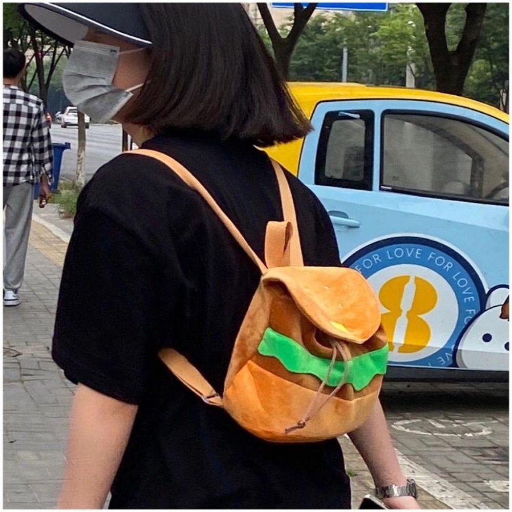 Parent-child Backpack Cartoon Burger Bag Hamburger Plush Backpack Kids Pack Kindergarten School Bag